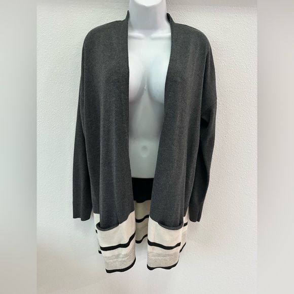 LOFT Charcoal and Cream Cardigan - Picture 1 of 5
